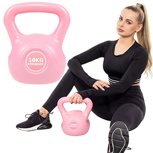 SPRINGOS - Pesa rusa de 2 kg-10 kg, de plástico ABS, para fitness, desarrollo muscular, entrenamiento de todo el cuerpo, para ponerse en forma, Rosa 10kg