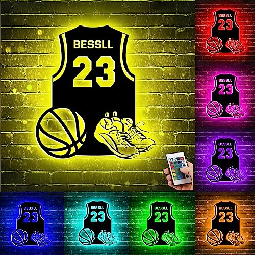 SSRUI - Letrero de neón personalizado de baloncesto con LED para decoración de pared, alimentado por USB con interruptor regulable, para dormitorio, decoración deportiva, fiesta, bar, regalo de