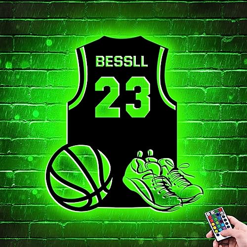 SSRUI - Letrero de neón personalizado de baloncesto con LED para decoración de pared, alimentado por USB con interruptor regulable, para dormitorio, decoración deportiva, fiesta, bar, regalo de