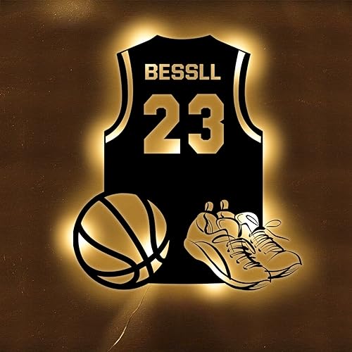 SSRUI - Letrero de neón personalizado de baloncesto con LED para decoración de pared, alimentado por USB con interruptor regulable, para dormitorio, decoración deportiva, fiesta, bar, regalo de