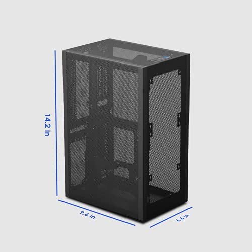 SSUPD Meshlicious Mini-ITX - Funda de factor de forma pequeño (SFF), un vidrio templado y un panel lateral de malla con cable elevador PCIe 4.0, sin herramientas y fácil accesibilidad con cable