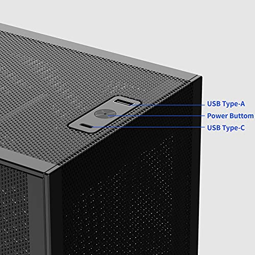 SSUPD Meshlicious Mini-ITX - Funda de factor de forma pequeño (SFF), un vidrio templado y un panel lateral de malla con cable elevador PCIe 4.0, sin herramientas y fácil accesibilidad con cable