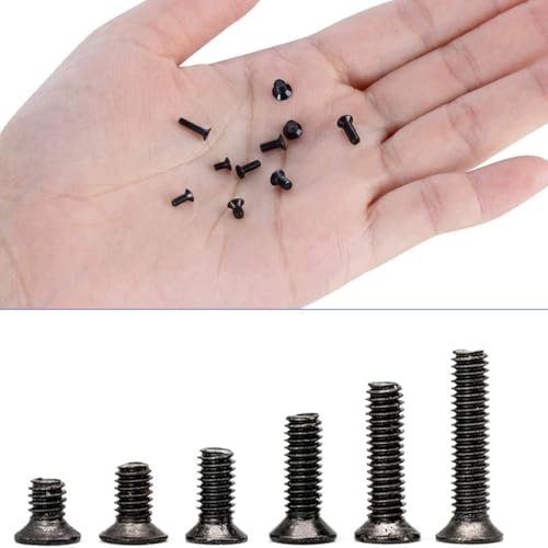 SSyang Tornillos de Cabeza Plana, 450 Piezas Tornillo Negro, Tornillos de Avellanados para Máquina,Tornillo Negro Madera,M2,M2.5,M3,Para Impresoras 3D, Notebooks,Computadoras,Máquinas Métricas(Negro)