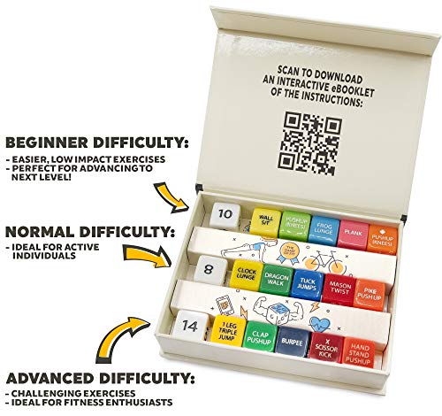 Stack 52 Quick Sweat Fitness Dice. Bodyweight Exercise Workout Game. Designed by a Military Fitness Expert. Video Instructions Included. No Equipment Needed. Burn Fat Build Muscle.