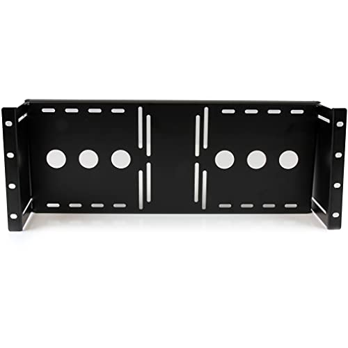 StarTech.com Bracket de 4U de Soporte Montura para Monitores VESA LCD en Rack o Armario de 19" Pulgadas, Se Ajusta a TAA, Bracket de Acero Prensado en Frío (RKLCDBK)