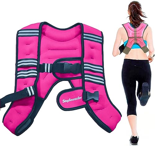 Stepfowarder Chaleco pesado, 3 kg/5 kg, chaleco de entrenamiento con bandas reflectantes y correa ajustable, chaleco de fitness para entrenamiento de fuerza, correr, cardio y fitness (3 kg, color rojo