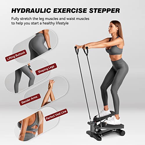 Stepper para el Hogar, Mini Stepper Máquina con Bandas de Resistencia, Conteo de Calorías, Escaleras, para Ejercicio de 330lbs, Vertical Portátil para Entrenamiento en Casa