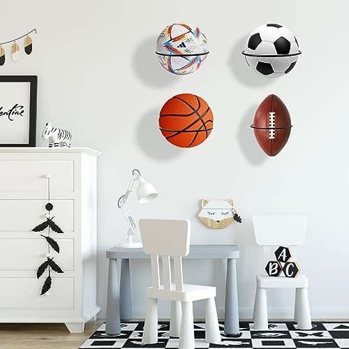 Sterneer Estante para Balones De Pared, 10 Piezas De Metal Negro Estante para Balones De Pared con Tornillos para Baloncesto Fútbol Rugby Voleibol Fútbol Marcador