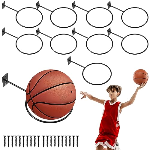 Sterneer Estante para Balones De Pared, 10 Piezas De Metal Negro Estante para Balones De Pared con Tornillos para Baloncesto Fútbol Rugby Voleibol Fútbol Marcador