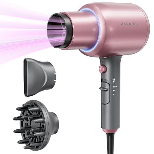 Stylocks Secador de Pelo profesional con difusor y concentrador, secador iónico de 2200W para un secado rápido y de salón, con tecnología cerámica, ligero y silencioso