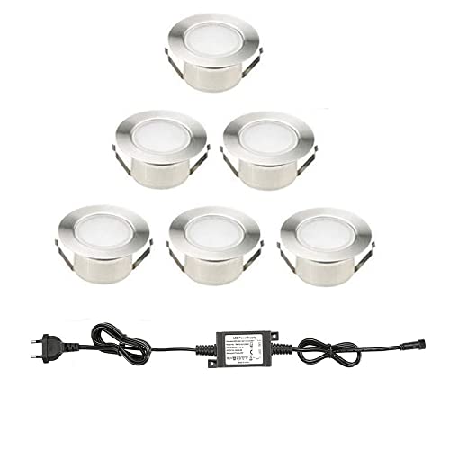 SUBOSI FVTLED 6er Set Ø61mm LED Bodenstrahler Bodeneinbauleuchten Boden Licht IP67 DC12V Wasserdicht Einbauleuchten Außen Terrasse Küche Garten Lampe