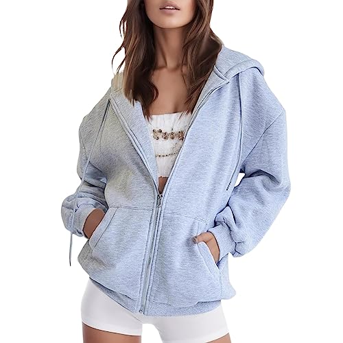 Sudadera con capucha para mujer, sudadera con capucha, manga larga, capucha, estilo deportivo, informal, fitness, básico, entrenamiento, chaqueta sólida, cremallera, abrigo, bolsillos, parte superior,