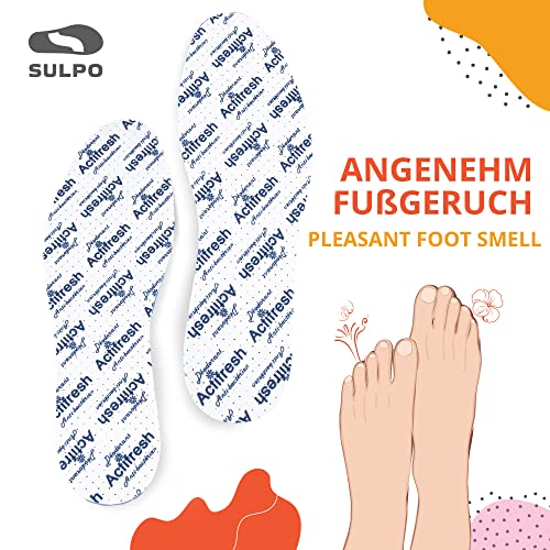 SULPO - 4 pares de plantillas antisudor Actifresh, plantillas antibacterianas para pies frescos, plantillas para zapatos de trabajo, anti-sudor, suelas, desinfección de zapatos