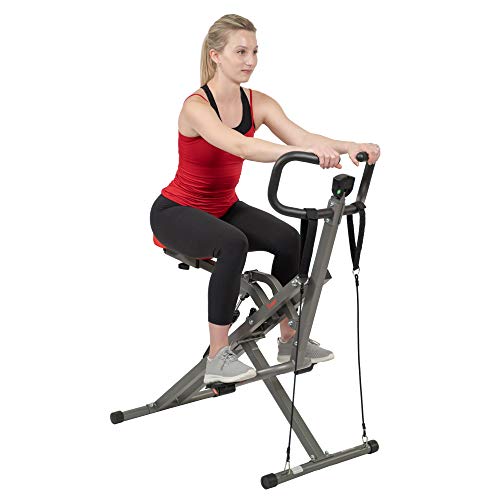 Sunny Health and Fitness Row-N-Ride™ Pro SF-A020052 - Máquina de Remo con Monitor Digital y Bandas de Resistencia, Asistencia para Sentadillas para Equipo de Entrenamiento de glúteos para el hogar,