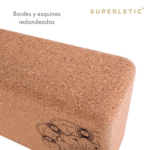 SUPERLETIC Yoga Block Elite - Juego de corcho de bloque de yoga de 2 I Bloques de yoga como ayuda para asanas I Accesorios de yoga I Corcho de bloque de yoga para fitness, espalda y regeneración