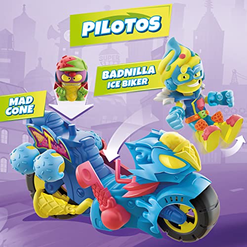 SUPERTHINGS Turbo Ice, Moto con catapulta para lanzar Bolas de Helado, Incluye 1 Kazoom Kid y 1 SuperThing