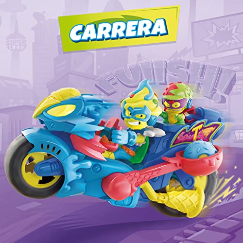 SUPERTHINGS Turbo Ice, Moto con catapulta para lanzar Bolas de Helado, Incluye 1 Kazoom Kid y 1 SuperThing