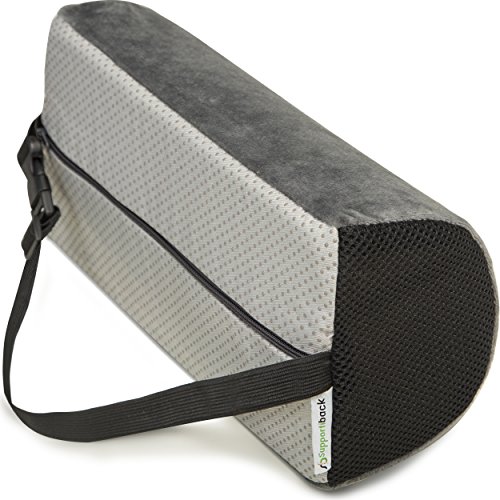 Supportiback Cojín Lumbar en D para Terapia de Postura con Espuma de Memoria, cojín ergonómico para casa, Oficina, Coche, Viajes, Descansa y previene Dolor de Espalda Superior e Inferior, Gris (SB)