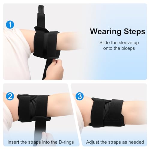 supregear Brazalete de Compresión para Tendinitis del Bíceps, Soporte Cómodo para Tríceps y Bíceps en Caso de Distensiones Musculares e Inflamación (Negro, S)