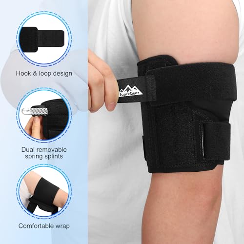 supregear Brazalete de Compresión para Tendinitis del Bíceps, Soporte Cómodo para Tríceps y Bíceps en Caso de Distensiones Musculares e Inflamación (Negro, S)