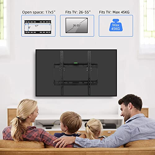 suptek Soporte TV Pared de 26-55 Pulgadas de LCD/LED/Plasma, Inclinable Ultra Delgado con Carga de 45kg VESA MAX 400x400mm, Soporte TV Pared 55 Pulgadas, Soporte Television Pared