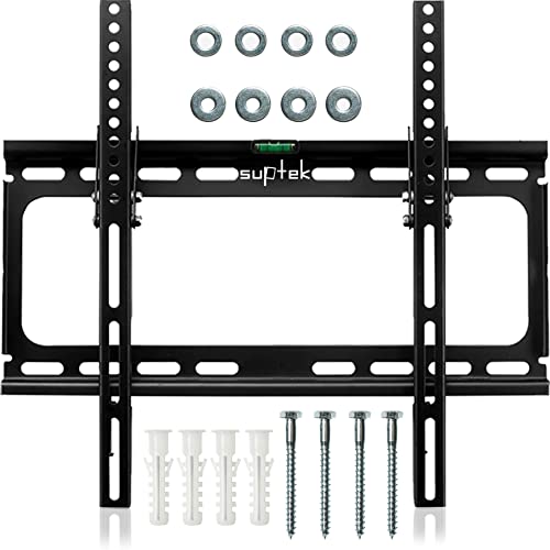 suptek Soporte TV Pared de 26-55 Pulgadas de LCD/LED/Plasma, Inclinable Ultra Delgado con Carga de 45kg VESA MAX 400x400mm, Soporte TV Pared 55 Pulgadas, Soporte Television Pared