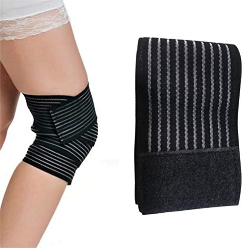 SUPVOX 2 Piezas Rodilleras elásticas Ajustable Vendas para Rodilla Soporte para Tobillo Envuelve para Hombres Mujeres Entrenamiento Gimnasio (Negro)