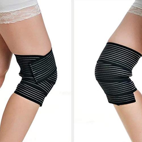 SUPVOX 2 Piezas Rodilleras elásticas Ajustable Vendas para Rodilla Soporte para Tobillo Envuelve para Hombres Mujeres Entrenamiento Gimnasio (Negro)