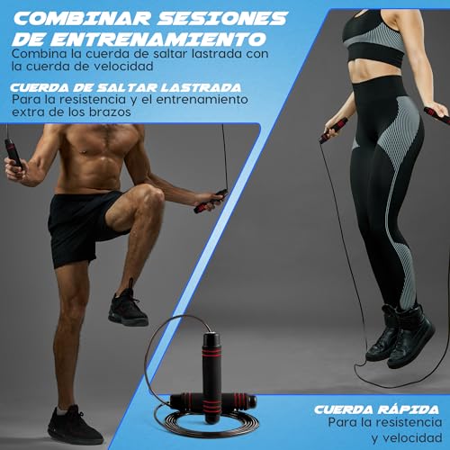 SVENTUS Comba Crossfit - Ejercicio en Casa - Boxeo en Casa - Aptitud (Comba Crossfit Roja)