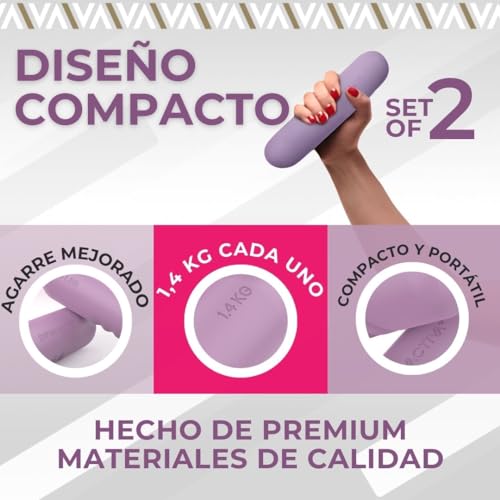 Swiss Activa+ 1,4 kg set mancuerna para Mujeres - Equipo de Fitness para Casa con Agarres Cómodos