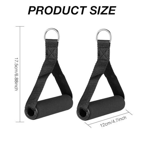 SWYSGS Mango de Resistencia para Ejercicios Nylon Cuerda Tríceps Manija Agarre Gym Empuñadura de Silicona con Núcleo de ABS Macizo Mosquetón Asas para Correa de Ejercicios,Fitness