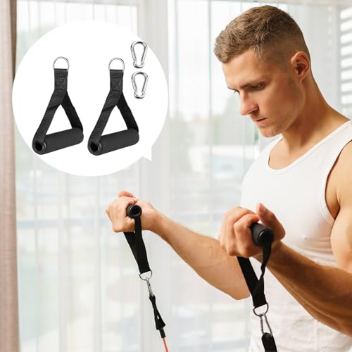 SWYSGS Mango de Resistencia para Ejercicios Nylon Cuerda Tríceps Manija Agarre Gym Empuñadura de Silicona con Núcleo de ABS Macizo Mosquetón Asas para Correa de Ejercicios,Fitness