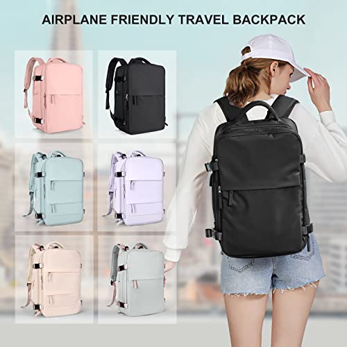 SZLX Mochila Viaje Cabina Avion Mujer Bolsas de viaje Equipaje de Mano avion Maletas de Viaje Cabina Mochila para Portátil con cable USB Impermeable Mochila Escolar Negro