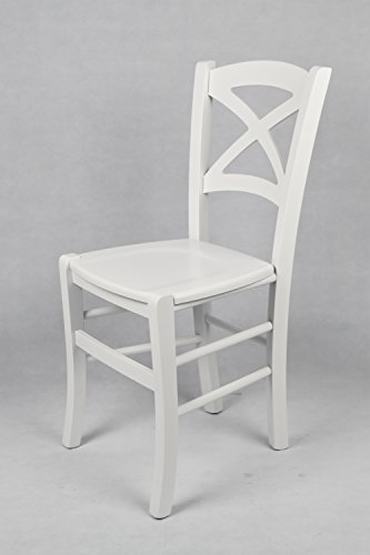 t m c s Tommychairs - Set 4 sillas Cross para Cocina y Comedor, Estructura en Madera de Haya barnizada Color Blanco y Asiento en Madera