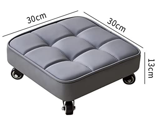 Taburetes con Ruedas Mini Silla con Ruedas De Baja Altura con Rueda De Freno Giratoria De 360 °, Taburete con Ruedas De Cuero De PU Resistente Y Robusto, para El Hogar, Garaje, Tienda, Fitne