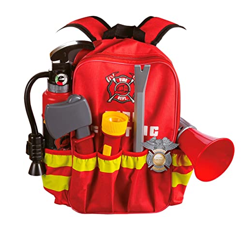 Tachan Cartoon Mochila 6 Accesorios de Bombero para Juego, Color Rojo (CPA Toy Group Trading S.L. 746T00534)