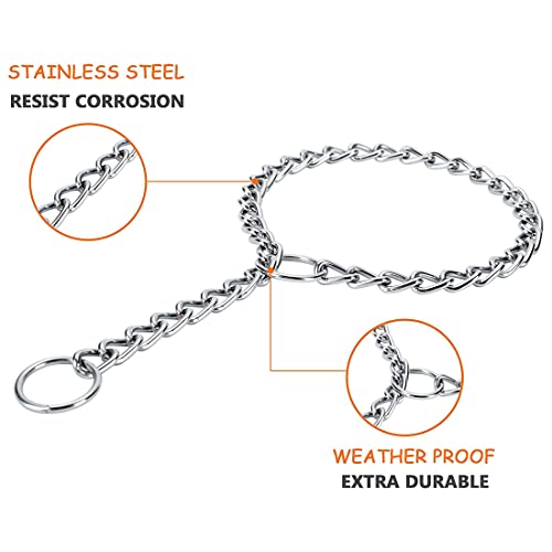 Tadipri Collar Cadena Perro Para Perros Collar De Estrangulamiento De Acero Inoxidable 304 Fuerte Ajustable Y Duradero Para Perros Pequeños Medianos Y Grandes Para Entrenar Caminando(45Cm)