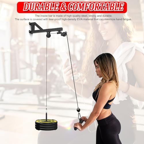 Taeku LAT Barra de Tracción Accesorio para Máquina de Cable Fitness Barra Recta con Mango de Goma para Gimnasio en Casa Musculación Entrenamiento de Fuerza (40CM)