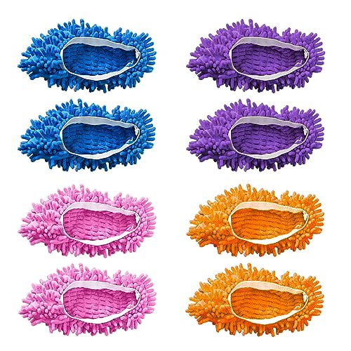 TAFACE Pantuflas mopa de 8 piezas, zapatos de limpieza del suelo, zapatillas extraíbles y lavables, fuerte absorción de agua, aptas para la limpieza del polvo y el cabello casero