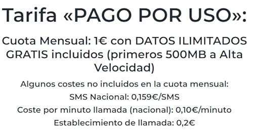 Tarjeta SIM Multiformato Pago por Uso (con Datos IlimitadosGRATIS) o Tarifa Plana | SIN permanencia | para Móviles, Alarmas, Relojes, localizadores... | GSM-2G/3G/4G | Llamadas | SMSs | Datos