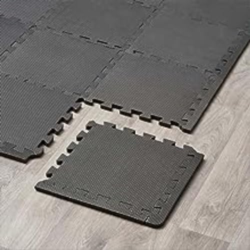 Tatami Fitness Puzzle Pack x 9 (50cm x 50cm x 1cm) con Bordes - Esterilla Antideslizante para Gimnasios - Suelo Goma Eva Espuma para Protección - Colchoneta Ideal para Bebes-Ejercicio-Karate(9)