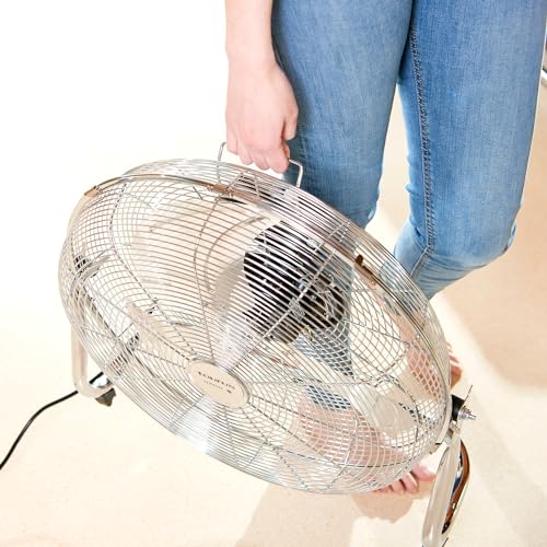 Taurus Sirocco 18 - Ventilador circulador de aire, 3 velocidades, 3 hélices metálicas, 45 cm de diámetro, inclinación ajustable, 120 W, rejilla extraíble, silencioso, base antideslizante, Color Cromo