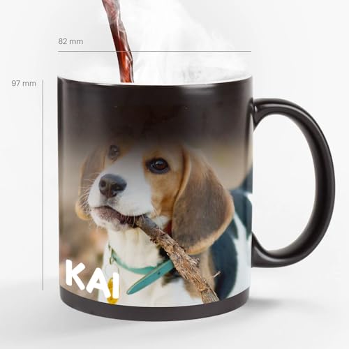 Taza mágica. Taza mágica personalizada que cambia de color cuando se calienta. Taza personalizada con foto y texto. Regalos originales. Regalos personalizados. Capacidad de 330 ml.