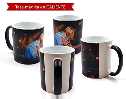 Taza mágica. Taza mágica personalizada que cambia de color cuando se calienta. Taza personalizada con foto y texto. Regalos originales. Regalos personalizados. Capacidad de 330 ml.