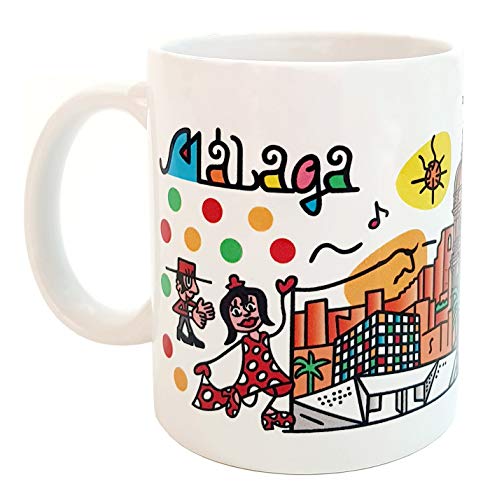 TAZA MALAGA. MUG CERAMICO DONSOUVENIR. MODELO: SOL Y CULTURA.