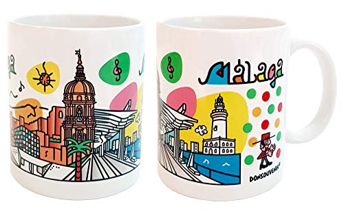 TAZA MALAGA. MUG CERAMICO DONSOUVENIR. MODELO: SOL Y CULTURA.