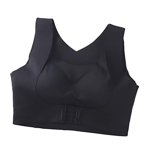 TDEOK Encaje Mujeres Extra Elástico Sujetador Yoga Sujetador Ropa Interior Transpirable Deportivo Frente Carenado Tabla De Tallas, Negro , XL