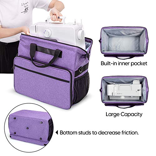 Teamoy Estuche para máquina de coser con apertura superior ancha, bolsa universal para máquina de coser compatible con la mayoría de las máquinas y accesorios Singer, Brother, Janome estándar, Púrpura