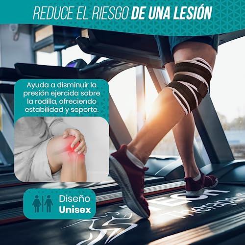 TECH THERAPEUTICS Rodillera Menisco y Ligamento Ortopédica Ajustable con Estabilizadores Laterales y Almohadillas de Gel. Rodillera Rotuliana de Compresión para Artritis, Lesiones, Ligamentos