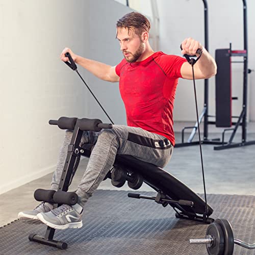 tectake 404160 - Banco de Entrenamiento Cuttler 129x55x70cm para Abdominales, Aparato de Gimnasio Ejercícios Musculación